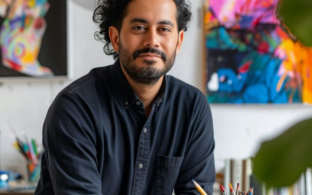 South Asian Male Artist in Art Studio