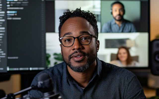 Thoughtful Professional on Video Call